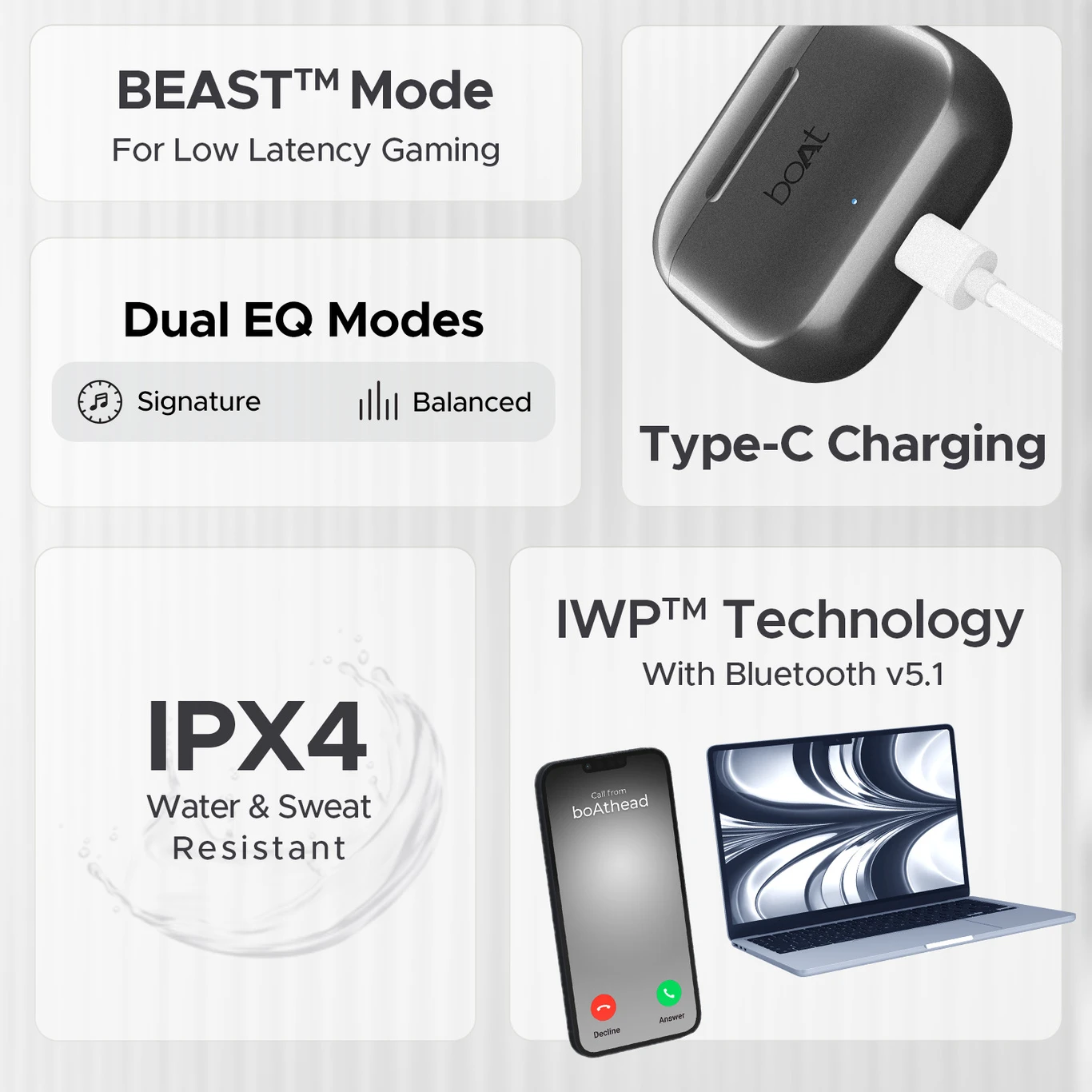 boAt Airdopes 161, Adv 4Mic ENx, 50H Battery,Fast Charge,13mm Driver, Metallic Finish Bluetooth Headset (Carbon Black, True Wireless)